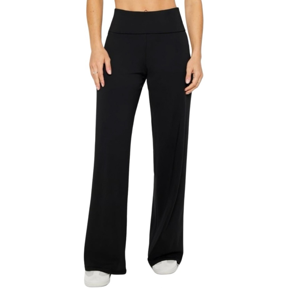 Fabletics L Black Pureluxe Foldover Straight Leg Pant